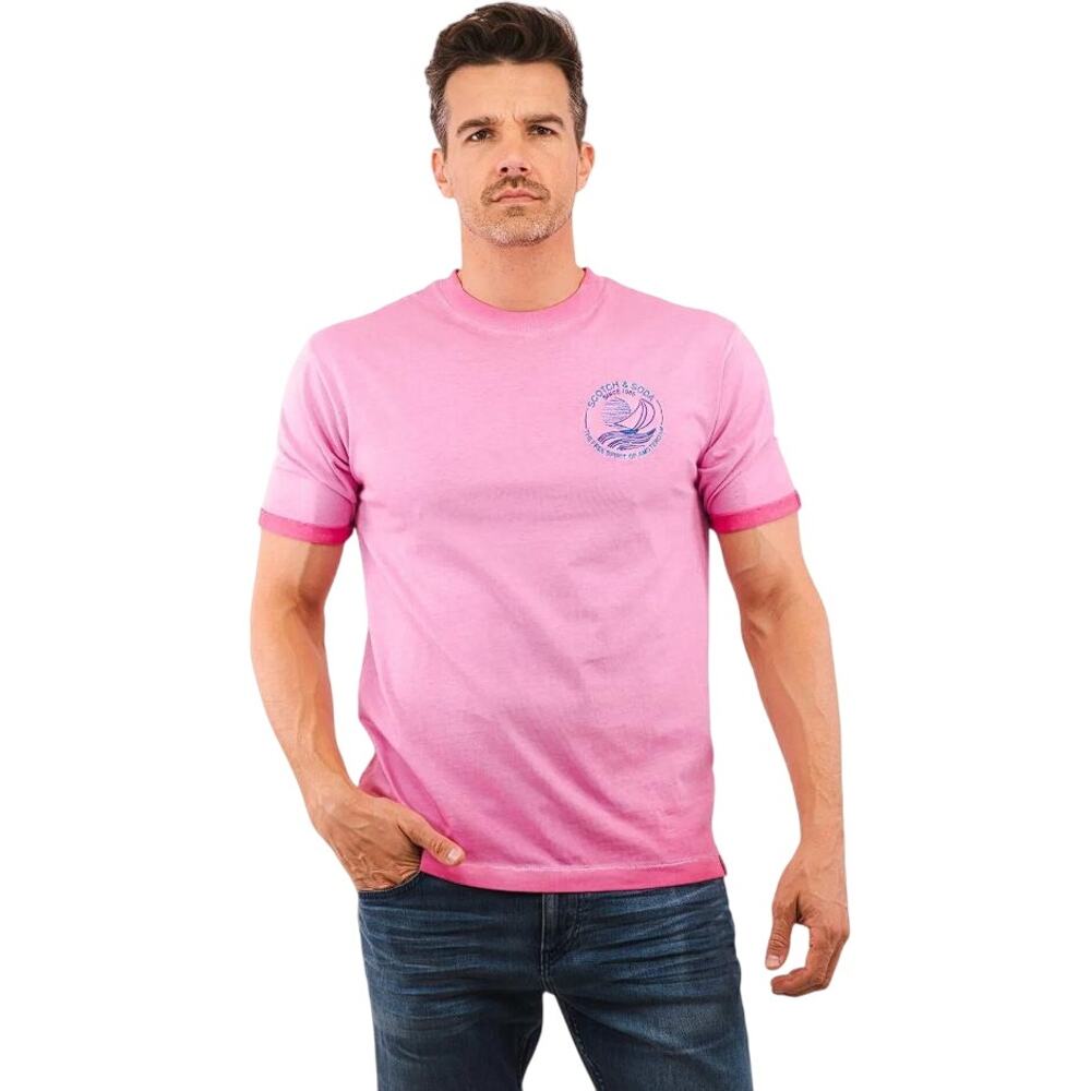 SCOTCH & SODA Men's T-Shirt Logo Fuchsia Size M